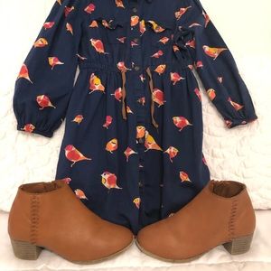Old Navy Girls Collared Navy Shirt Dress w/Birds